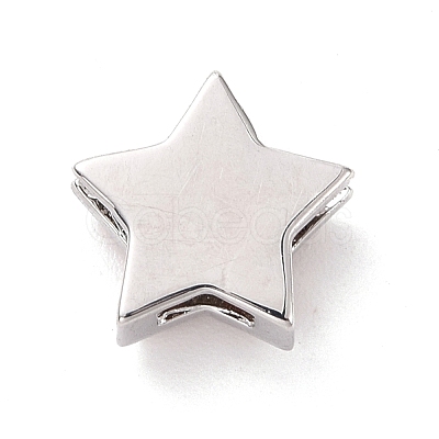 Eco-friendly Brass Micro Pave Cubic Zirconia Slide Charms KK-D079-14P-1