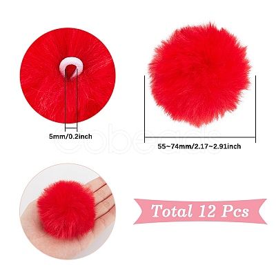 12Pcs Handmade Faux Rabbit Fur Pom Pom Ball Covered Pendants WOVE-SC0001-06D-1