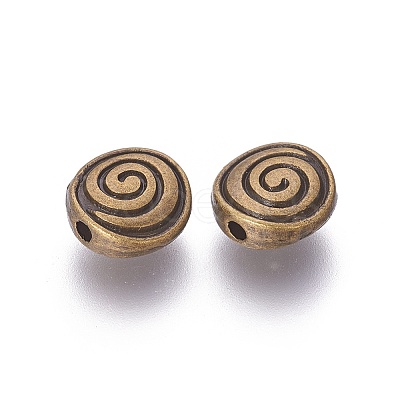 Tibetan Style Alloy Flat Round Carved Vortex Beads LS-TIBEB-5437-AB-FF-1