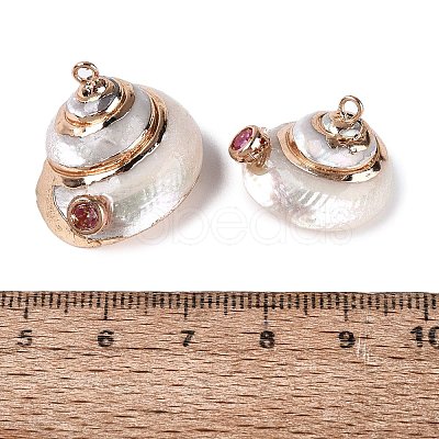 Electroplated Golden Brass Edged Natural Spiral Shell Pendants SSHEL-Q101-05-1