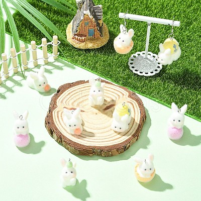 5Pcs 5 Styles Easter Opaque Resin Pendants RESI-YW0002-15-1