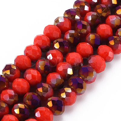 Electroplate Opaque Glass Beads Strands EGLA-A034-P8mm-F20-1