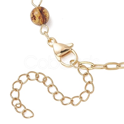 Natural Amber Beads Link Bracelets BJEW-JB13484-01-1