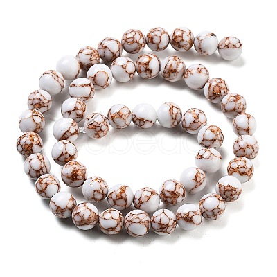 Synthetic Gold Line Turquoise Beads Strands G-H026-01E-01-1