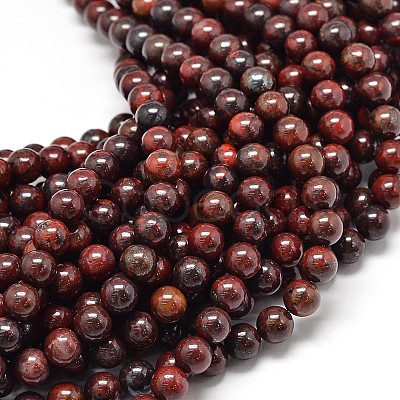 Natural Brecciated Jasper Round Beads Strands X-G-P075-14-8mm-1