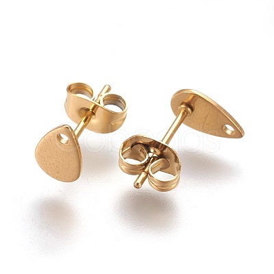 Ion Plating(IP) 304 Stainless Steel Stud Earring Findings STAS-O119-11B-G-1