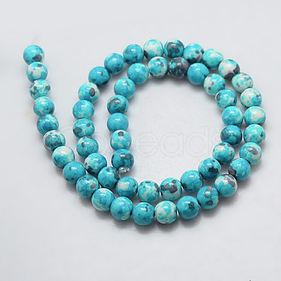 Synthetic Ocean White Jade Beads Strands G-L019-8mm-05-1
