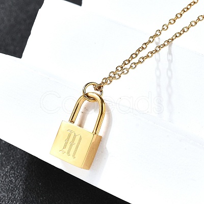 304 Stainless Steel Rolo Chain Pendant Necklaces NJEW-S444-01G-13-1