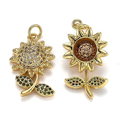 Brass Micro Pave Cubic Zirconia Pendants X-ZIRC-L100-039G-1