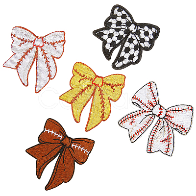 5Pcs 5 Styles Polyester Embroider Thread Iron on/Sew On Patches PATC-CY0001-09-1