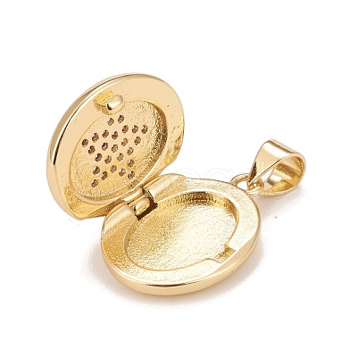 Brass Micro Pave Cubic Zirconia Locket Pendants KK-A161-39A-G-1
