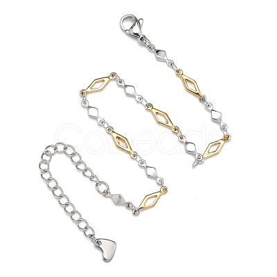 Rhombus 304 Stainless Steel Link Bracelets BJEW-N287-20-1