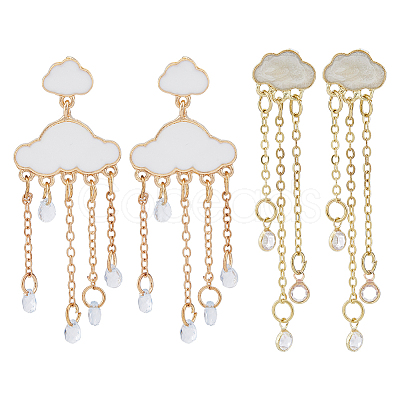 2 Pairs 2 Style Alloy Cloud Chandelier Earrings EJEW-FI0002-24-1