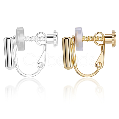 20Pcs 2 Colors Rack Plating Brass Clip-on Earring Converters Findings KK-BBC0019-60B-1