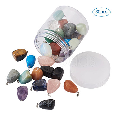 Natural & Synthetic Mixed Gemstone Pendants G-TA0001-11-1