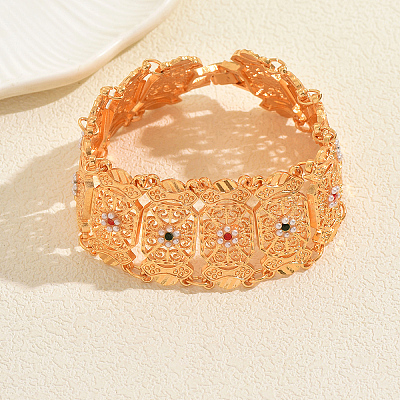 Vintage Brass Micro Pave Cubic Zirconia Link Chain Bracelets for Women YN3054-1