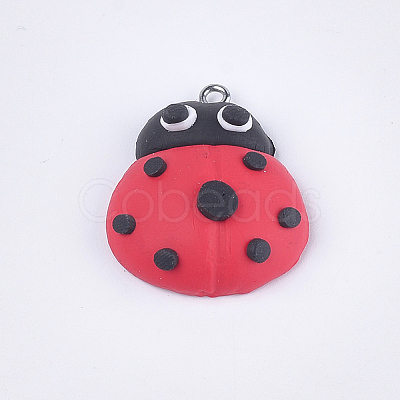 Handmade Polymer Clay Pendants X-CLAY-S093-09-1