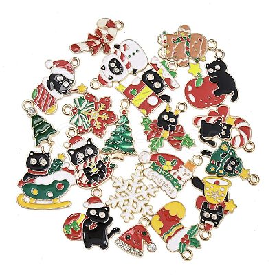 Christmas Alloy Enamel Pendants ENAM-G234-01A-1
