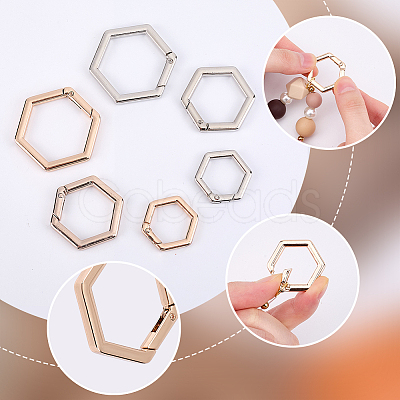 6Pcs 6 Styles Alloy Spring Gate Rings FIND-BBC0002-40-1