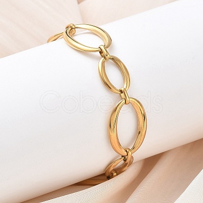 304 Stainless Steel Oval Link Chain Bracelets for Women BJEW-A169-04G-1