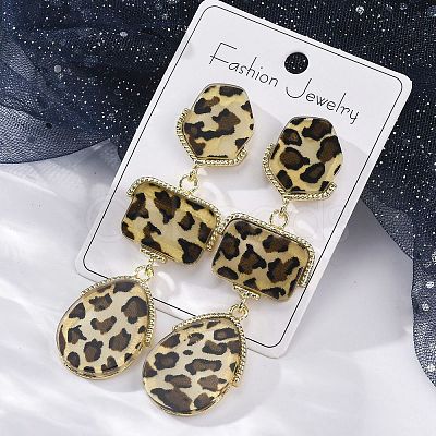 Alloy acrylic Dangle Stud Earrings EJEW-M075-01G-06-1