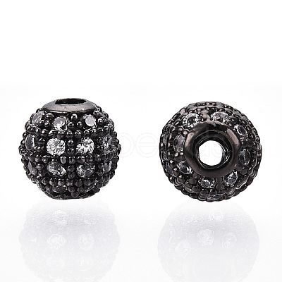 Rack Plating Brass Cubic Zirconia Beads ZIRC-S001-6mm-A01-1