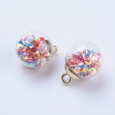 Glass Ball Pendants GLAA-G052-02G-1