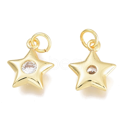 Brass Micro Pave Cubic Zirconia Charms KK-M206-30G-04-1