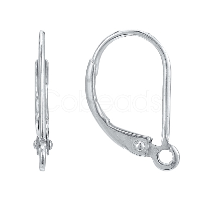 925 Sterling Silver Leverback Hoop Earrings STER-L054-52S-1