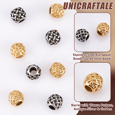 8Pcs 2 Colors 316 Surgical Stainless Steel European Beads FIND-UN0003-88-1