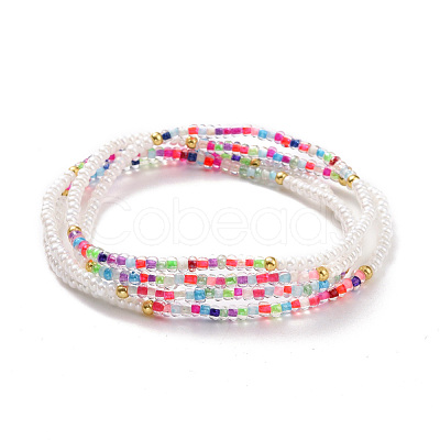 Glass Seed Beaded Elastic Waist Bead Chains NJEW-C00021-1