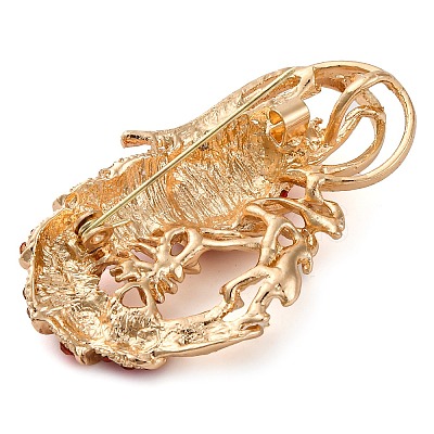 Animal Zinc Alloy Rhinestone Brooches JEWB-R052-01G-1