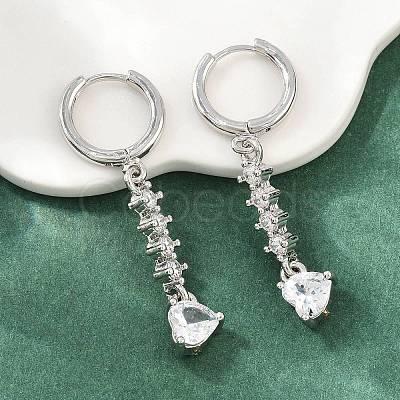 Brass Micro Pave Cubic Zirconia Hoop Dangle Earrings KK-CBA8324-07P-02-1