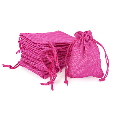 20Pcs Rectangle Polyester Imitation Burlap Packing Pouches Drawstring Bags ABAG-TA0001-95E-1