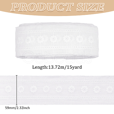 Cotton Flower Pattern Embroidery Lace Ribbon OCOR-WH0078-166-1