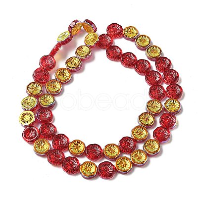 Half Electroplate Baking Paint Glass Beads Strands EGLA-K061-11A-AB02-1