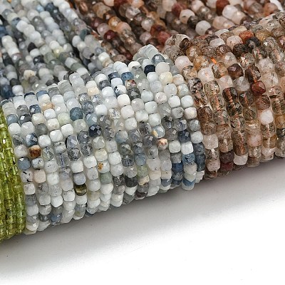 Natural Aquamarine & Rutilated Quartz & Prehnite Beads Strands G-RM2025-C44-G-1