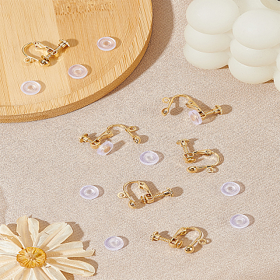 Brass Clip-on Earring Findings KK-LP0002-11G-1