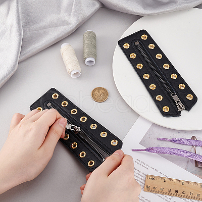 Cowhide Leather Lace-in Boot Zipper Inserts DIY-WH0499-06A-05-1