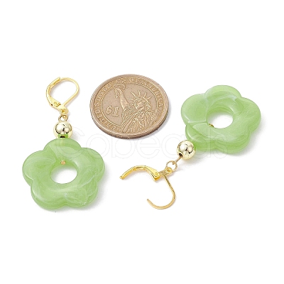 Acrylic Flower Dangle Leverback Earrings EJEW-JE05625-05-1