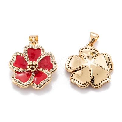 Real 18K Gold Plated Brass Micro Pave Clear Cubic Zirconia Beads Pendants ZIRC-M114-32G-E-1