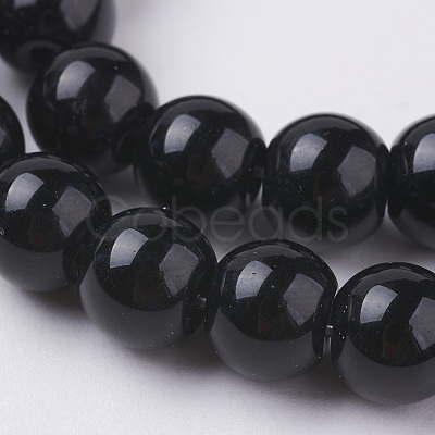 Synthetic Black Stone Beads Strands X-G-G088-8mm-1