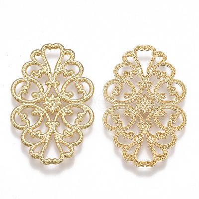 Brass Filigree Joiners Links KK-T038-85G-1