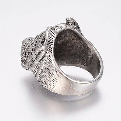 304 Stainless Steel Puppy Finger Rings RJEW-G091-12-1