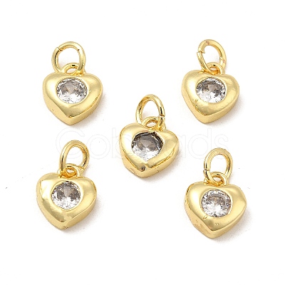 Brass Micro Pave Clear Cubic Zirconia Charms KK-E068-VB236-1
