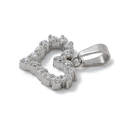 304 Stainless Steel Micro Pave Cubic Zirconia Pendants STAS-Z107-04P-07-1