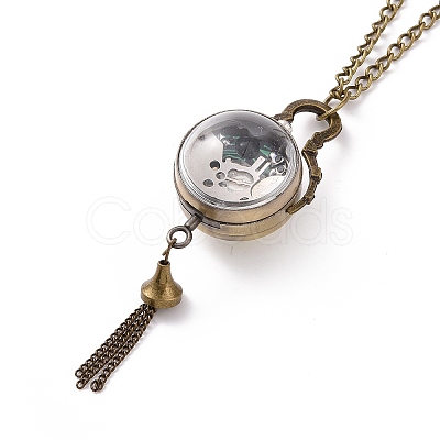 Alloy Round Pendant Necklace Quartz Pocket Watch X-WACH-N011-07A-1