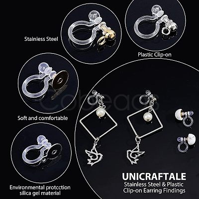 32Pcs 4 Style 304 Stainless Steel & Plastic Clip-on Earring Findings STAS-UN0037-98-1