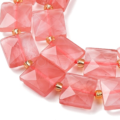Cherry Quartz Glass Beads Strands G-F839-A29-01-1