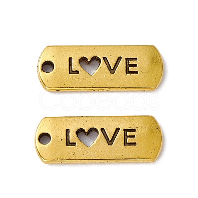 Tibetan Style Alloy Rectangle with Word Love Pendants TIBEP-Q043-069AG-RS-1